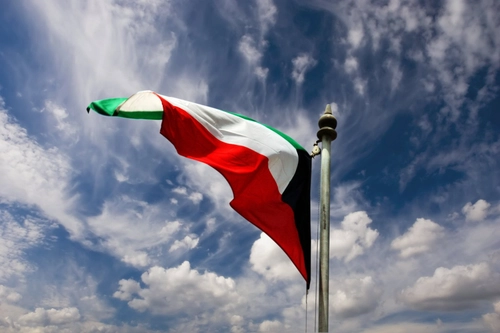Kuwait's flag waving in the wind